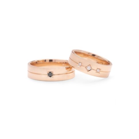 Par de Alianças Ouro Rose 18k Vintage
