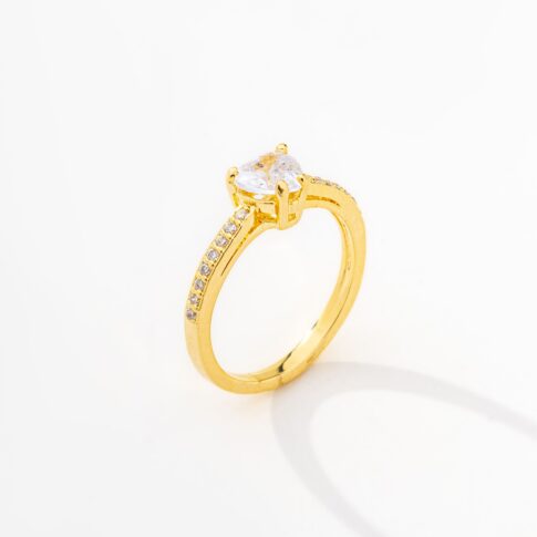 Anel Solitário Prata Banhado 18K - Eternity