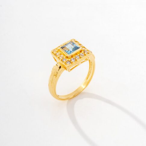 Anel de Formatura Ouro 18K - Light Blue