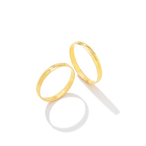 Par de Alianças Ouro 18k - Outono Gold