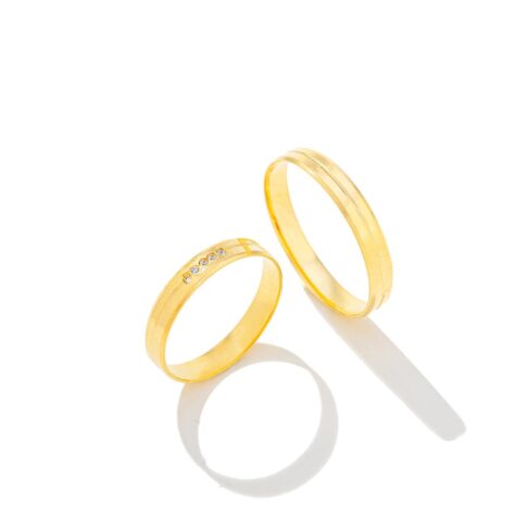 Par de Alianças Ouro 18k - Gold and Gold
