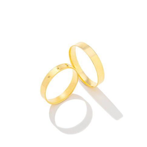 Par de Alianças Ouro 18k - Queen Gold