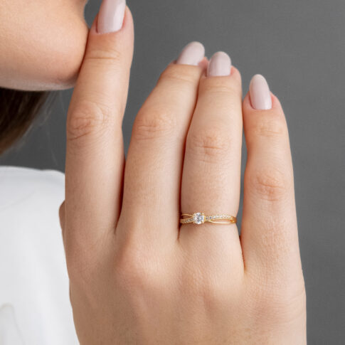 Anel Solitário Ouro 18K - Tiana Gold