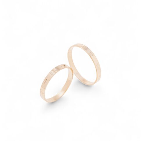 Par de Alianças Ouro Rose 18k - Stars Rose