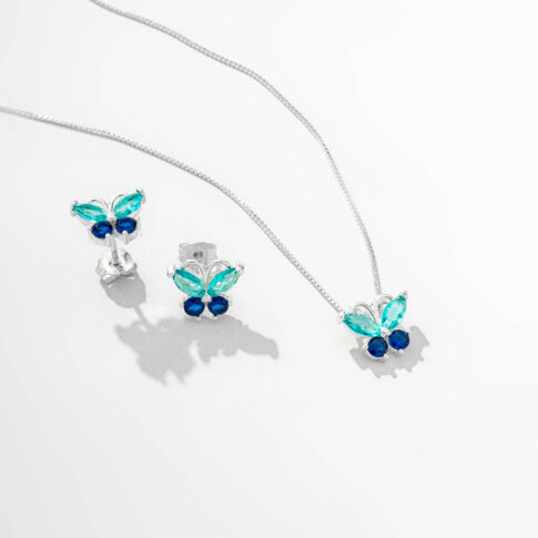 Conjunto de Prata - Blue Butterfly