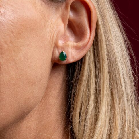 Brinco de Ouro 18k - Gota Verde