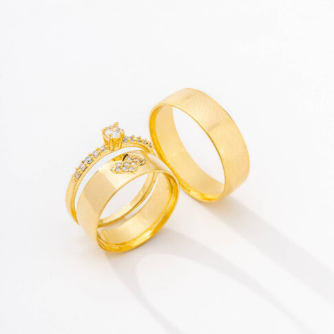 Par de Alianças Ouro 18k - Heart